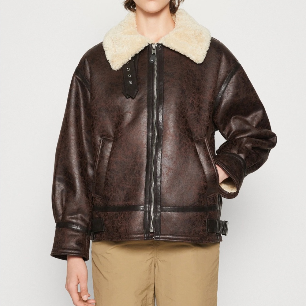 BDG Urban Outfitters STEVIE AVIATOR - Faux leather jacket - chocolate
